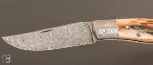    Couteau " Tocard " custom de Jérôme Bellon - Ivoire de mammouth et lame damas