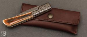  Couteau " Vendetta " de Philippe Ricard - Ivoire de mammouth et lame damas plume