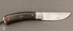 Couteau de collection modèle " Berger " de Jean Pierre Veysseyre - Damas et noyer