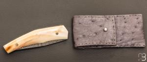   Couteau " custom " de Alain & Joris Chomilier - Ivoire de phacochère et damas "spirographe" de Vegas Forge