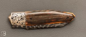   Couteau " custom " de Berthelemy Gabriel - La Forge Agab - Mitres en argent gravées par Dominique Chevallet