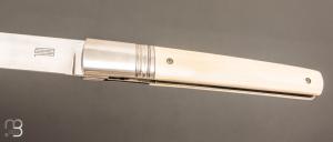   Couteau " custom " Liner lock de Giuseppe Pala - Ivoire de mammouth et lame en RWL34