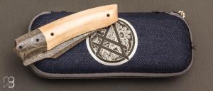   Couteau " custom " de Berthelemy Gabriel - La Forge Agab - Ivoire de mammouth et lame damas