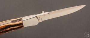   Couteau custom à pompe avant par Ray COVER - Bois de cerf et ATS-34