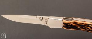   Couteau custom à pompe avant par Ray COVER - Bois de cerf et ATS-34