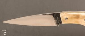  Couteau droit utilitaire artisanal  de Fabien Chapaveire - Bois de cerf et acier 80CrV2