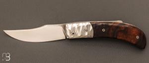 Couteau de collection artisanal  pompe arrire de Stphane Auberthi - Bois de fer d'Arizona et RWL-34