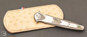   Dague pliante " Exocet " custom de Lionel Lalague - Nacre noire et lame en RWL34