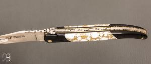 Couteau Laguiole en Aubrac Prestige modèle Howlite Gold & Ebène