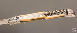  Couteau " Laguiole Tire-Bouchon "  ivoire de mammouth et Damas de Robert Beillonnet