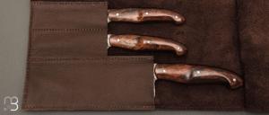    Set de 3 couteaux de cuisine custom de Pierre Thomas - Atelier Odae - Loupe de bois de fer et N690