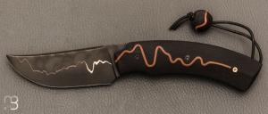  Couteau " 1310 " liner lock de SMZ Flammes de forge - Ébène / cuivre et lame sandwich