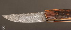    Couteau 1515 collection " Primitif " par Manu Laplace - Ivoire de mammouth et lame damas