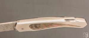  Couteau " 1820 Berthier " interframe par Charles Bennica - Nacre noire et Damasteel