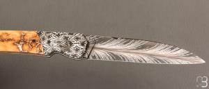 Couteau " Balrog L Slim " par Florian Keller - Mammouth et damas plume