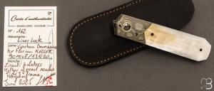   Couteau " Barlow " custom par Romain Lopez - Nacre et Damas de Florian Keller