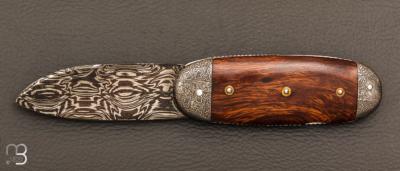    Couteau " Bouledogue" de Jean Pierre Veysseyre - Bois de fer et lame damas 