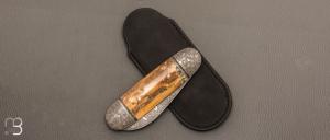 Couteau " Bouledogue " custom de Jérôme Bellon - Ivoire de mammouth et lame damas