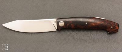    Couteau " Burpee " lock back custom par Frédéric Collin - Bois de fer et lame en RWL34