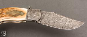 Couteau " Champagny " custom à palanquille de Jérôme Bellon - Mammouth et damas