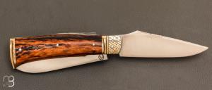   Couteau " Chasse bi-lame " pliant fait main par Bastien Toubhans - Atelier Beau Merle