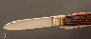   Couteau " Chasse bi-lame " pliant fait main par Bastien Toubhans - Atelier Beau Merle