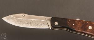  Couteau " Dépeceur lock-back " par Tony Ruot - Damas et loupe de chêne
