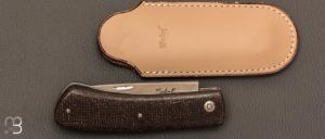  Couteau " Le Dodu  " à cran plat par Frédéric Maschio - Micarta jute et C130