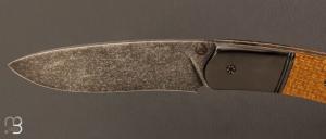 Couteau " Gyr " front flipper custom par Tim Bernard - Micarta  et Zirconium