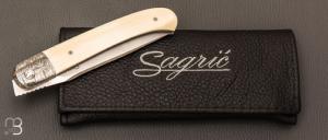 Couteau " Interprétation Laguiole " custom de Stéphane Sagric - Ivoire de Mammouth et RWL-34