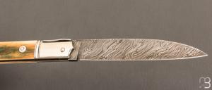 Couteau  " Issoire " custom de Jérôme Bellon - Mammouth et damas