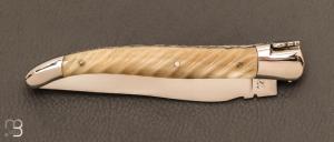   Couteau Laguiole en Aubrac 12 cm corne blonde torsadé