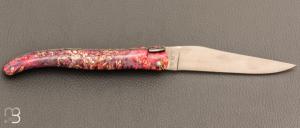 Couteau Laguiole en Aubrac Collection Cosmos modèle " Saturne " - Loupe de sureau rose