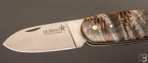 Couteau  " Le Manu " par La Bonne Trempe - Loupe de peuplier et 14c28