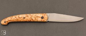  Couteau  "  Le Passager " de Pierre Thomas - Atelier Odae - Bouleau norvégien et 14c28n