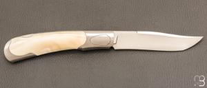 Couteau " Legend LockBack " pliant artisanal de Cyril Kalisz - Ivoire de phacochère et RWL34
