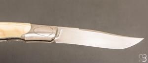  Couteau " Legend LockBack " pliant artisanal de Cyril Kalisz - Ivoire de phacochère et RWL34