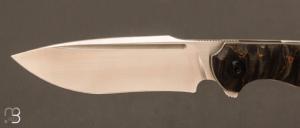 Couteau " Milvus " Liner-Lock flipper par Olivier Lamy - Bouleau stabilisé et lame en RWL-34