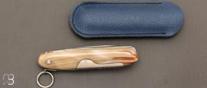 Couteau " Navette 3 pièces 13cm " par Mongin - Corne blonde
