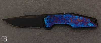 Couteau  " OAO One and Only WE23001-4 " WE KNIFE - Titane noir et Timascus