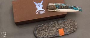 Couteau  " ORCA " pliant par l'Atelier Les 2 Diables - Fibre de carbone / Loupe de peuplier et 14c28n