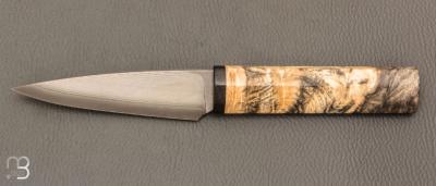   Couteau " Office type Japonais " par Nicolas Kowal - Marronnier stabilisé et lame Suminagashi VG10