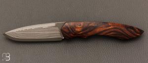   Couteau " Petit Duc "  par Nicolas Kowal - Loupe de Bois de fer et lame Suminagashi SG2