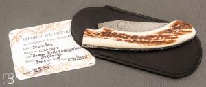   Couteau " Sionvillois " cran carré de Sylvain Petit - Les Couteaux du Mitou - Cerf et damas