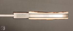   Couteau " Slipjoint " custom par Karim Valentin - Les couteaux D'Hure - Bois de cerf et lame en N690Co