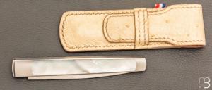 Couteau " Slipjoint " custom de Lionel Lalague - Nacre et lame en RWL34