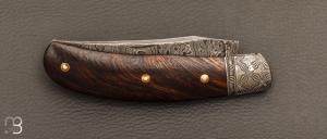   Couteau " Tocard " custom de Jérôme Bellon - Bois de fer et damas