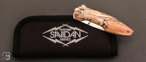 Couteau "  Xylo  " Hêtre échauffé et RWL-34 par Thierry Savidan