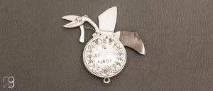 Couteau ancien " onglier 3 pièces " par Eloi Pernet avec monnaie Argent