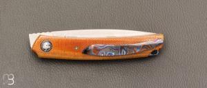 Couteau " custom " liner-lock de Stéphane Sagric - Micarta et lame en RWL-34